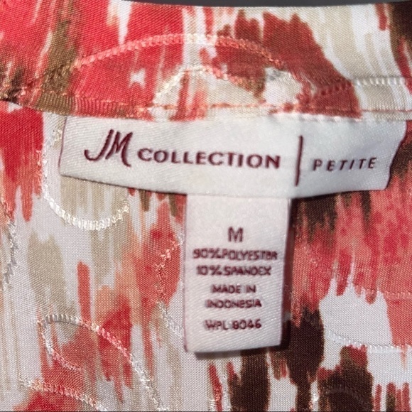 JM Collection Tunic Short Sleeve Top V-neck Geometric Bloom Design Printed Shirt - Picture 4 of 5